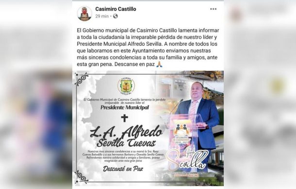 Localizan muerto al presidente municipal con licencia de Casimiro Castillo