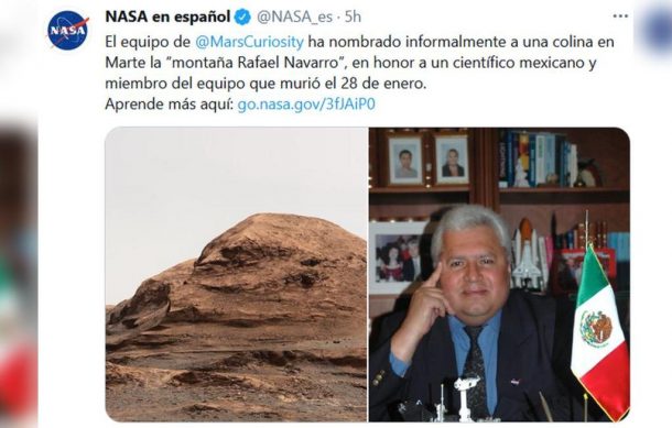 Montaña de Marte llevará el nombre del científico mexicano Rafael Navarro