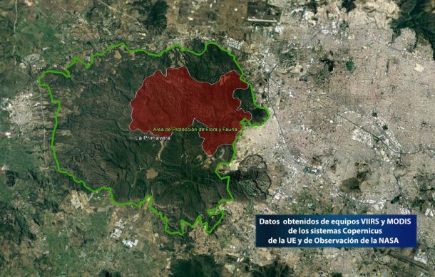 Imágenes satelitales muestran daños en La Primavera en siete mil 200 hectáreas