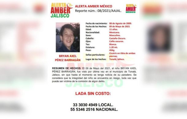 Buscan a niño desaparecido en Guadalajara
