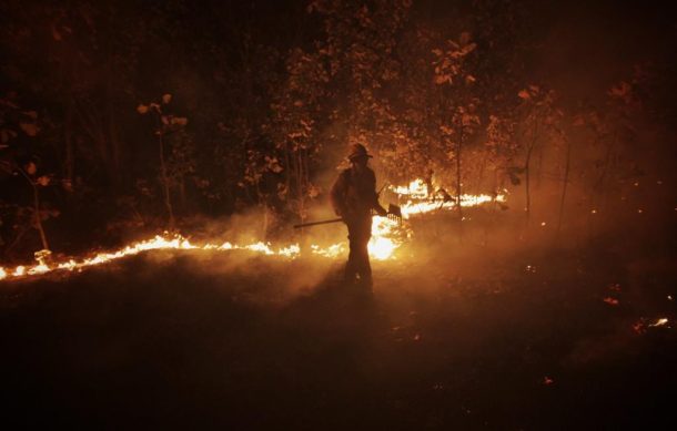 Combaten incendio forestal en el Cerro del Tepopote