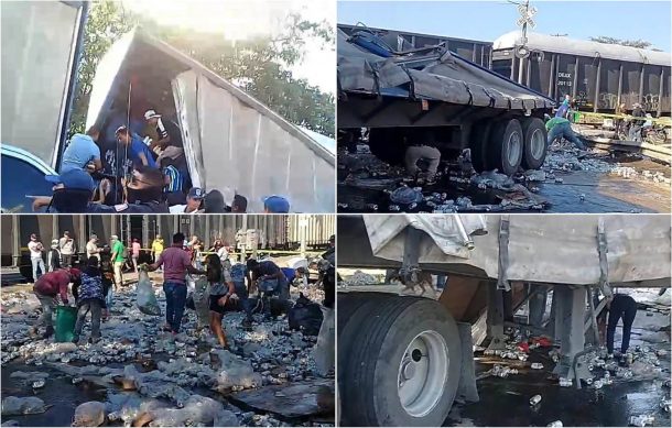 Rapiña de cervezas después del choque de tren contra tráiler en Tequila