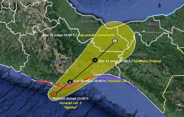 “Agatha” tocará tierra esta tarde en costas de Oaxaca