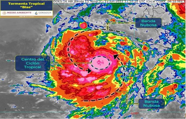 Prevén que tormenta tropical “Blas” se intensifique a huracán categoría uno