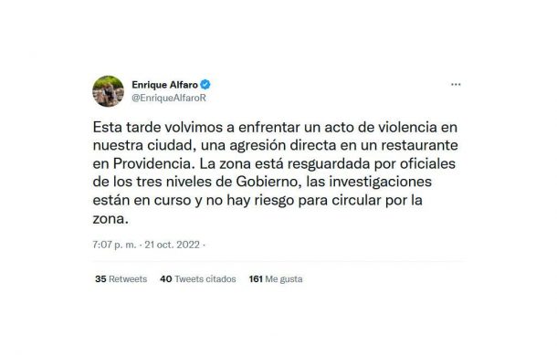 Resguardan zona de Providencia tras balacera en restaurante