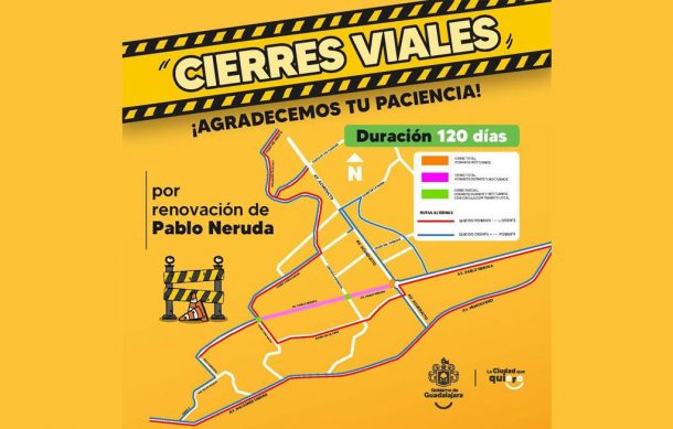 Inician cierres en Pablo Neruda por obras de repavimentación