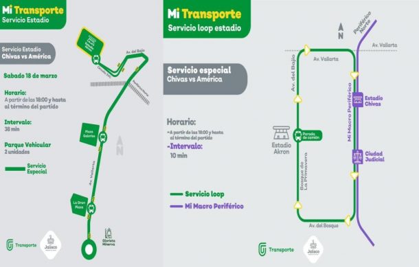 Habrá servicio especial de transporte público para el clásico Chivas-América