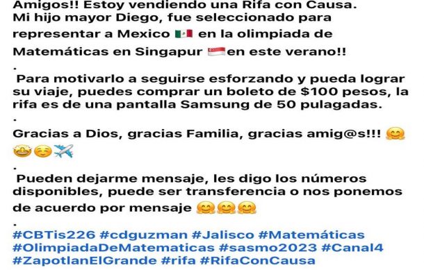 Adolescente busca apoyo para participar en olimpiada de matemáticas