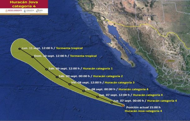 “Jova” se intensifica como huracán categoría cuatro en el Pacífico