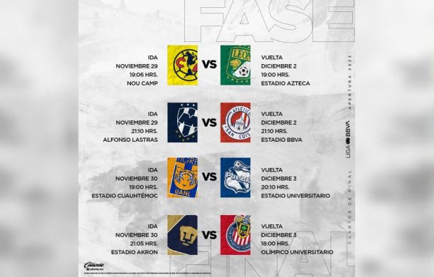 Listos los horarios para el arranque de la liguilla