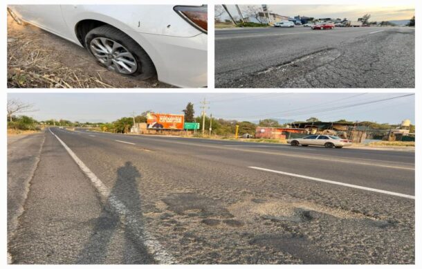 Baches generan accidentes en carretera a Tala a la altura de Las Tortugas