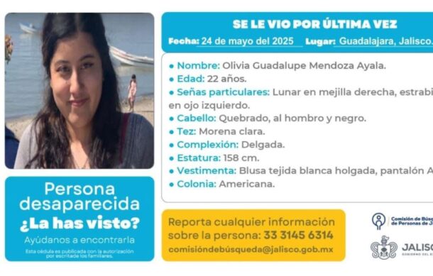 Reportan la desaparición de Olivia Guadalupe Mendoza Ayala, estudiante de la UdeG