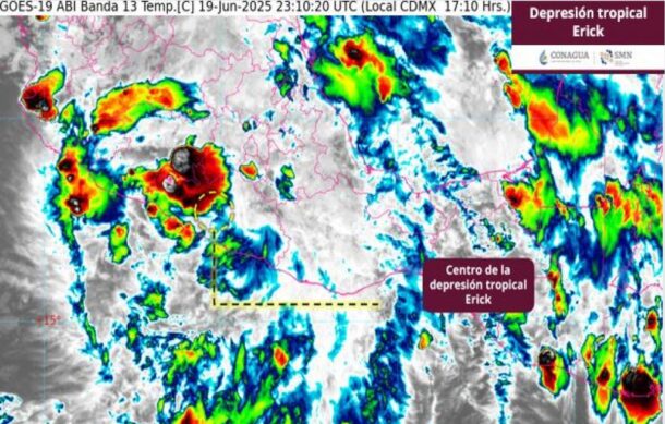 “Erick” se debilita a depresión tropical sobre Guerrero