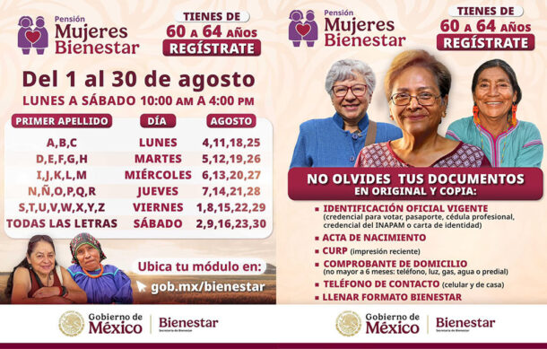 Anuncian registro para programa Mujeres 60 y Más