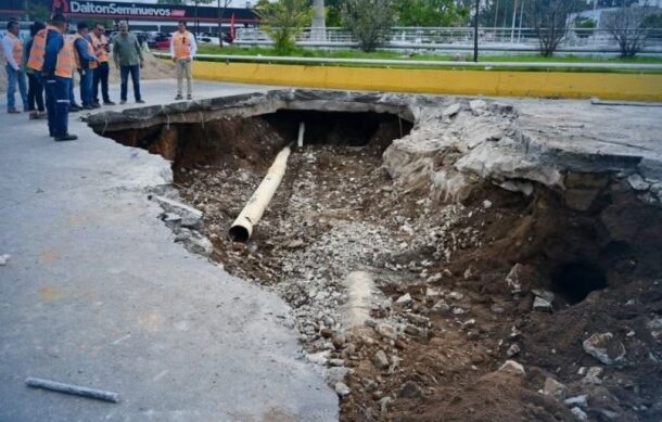 Concluyen reparación de socavón en López Mateos y La Calma; el paso sigue cerrado