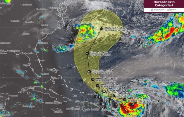 “Erin” se intensifica a huracán categoría cuatro; no representa peligro para México