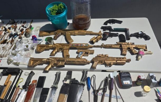 Aseguran armas, droga y cuchillos en Puente Grande