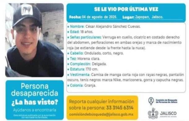 Buscan a César Alejandro, joven desaparecido en Ciudad Granja