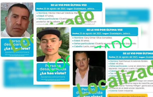 Fiscalía de Jalisco localiza con vida a siete personas reportadas como desaparecidas