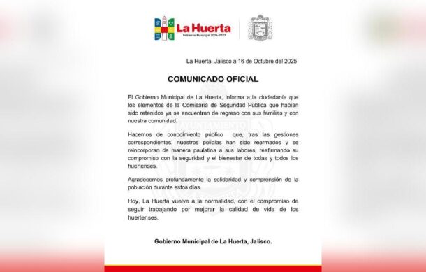 Regresan a casa policías de La Huerta tras investigación por desaparición forzada