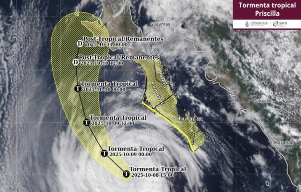 “Priscilla” se degrada a tormenta tropical cerca de BCS