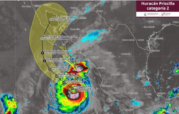 “Priscilla” se intensifica a huracán categoría 2 frente a BCS