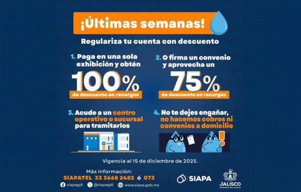 Mantiene el SIAPA programa para regularizar cuentas, condonando el 100 por ciento de recargos