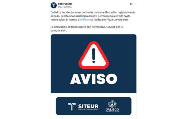 Cierran estación Guadalajara Centro de L3 tras afectaciones por marcha de la Generación Z