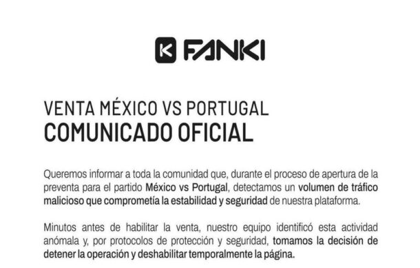 Suspenden venta de boletos del México Vs Portugal