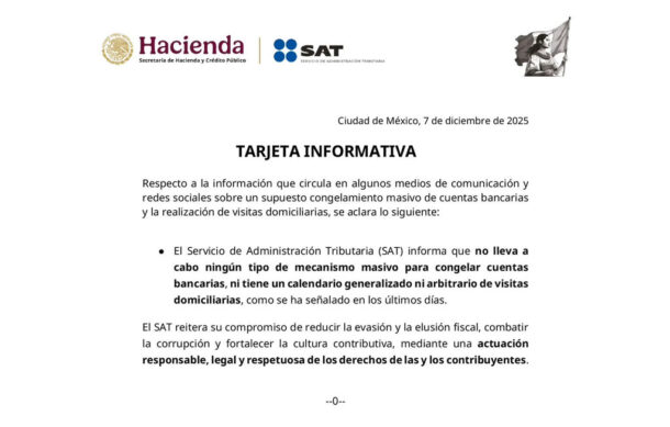 SAT niega bloqueo masivo de cuentas y rechaza operativos generalizados