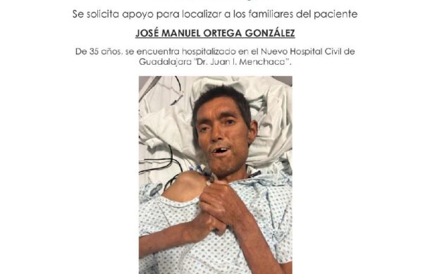 Buscan a familiares de José Manuel Ortega, internado en el Hospital Civil
