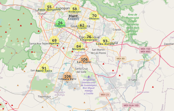Reportan mala calidad del aire en algunas zonas del AMG