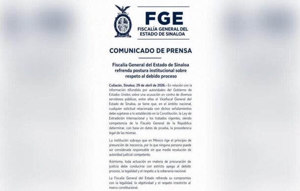 Fiscalía de Sinaloa defiende debido proceso tras acusaciones contra gobernador Rocha Moya