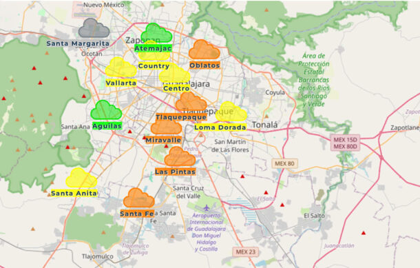 Reportan mala calidad del aire en zonas del AMG este 13 de abril
