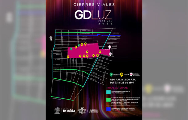 GDLuz 2026 se realizará del 23 al 26 de abril con cierres viales en el Centro