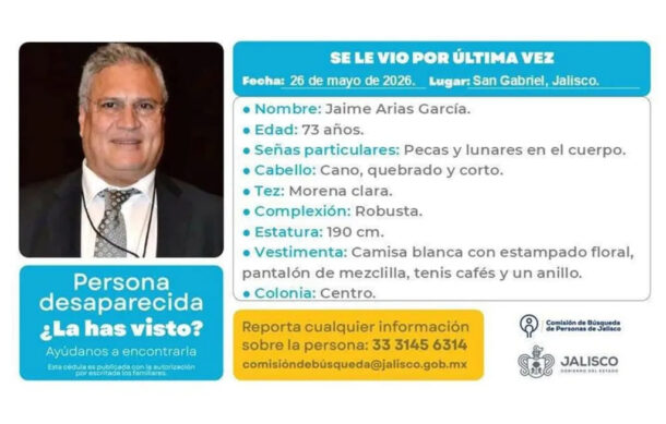 Buscan a empresario joyero desaparecido en San Gabriel