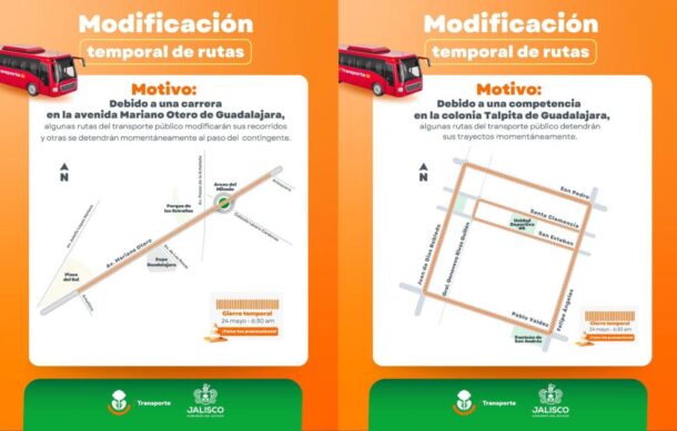 Modificarán rutas del transporte público por carreras deportivas en GDL y Zapopan