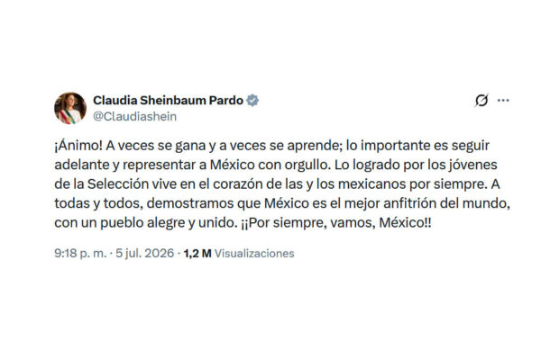 Sheinbaum destaca desempeño del Tri tras su eliminación del Mundial