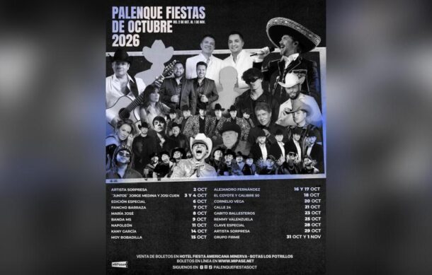 Revelen la cartelera del Palenque de las Fiestas de Octubre 2026